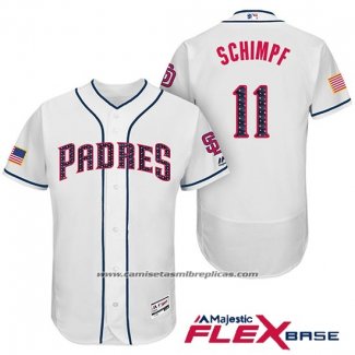 Camiseta Beisbol Hombre San Diego Padres 2017 Estrellas y Rayas Ryan Schimpf Blanco Flex Base