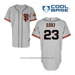 Camiseta Beisbol Hombre San Francisco Giants Norichika Aoki 23 Gris Alterno Cool Base
