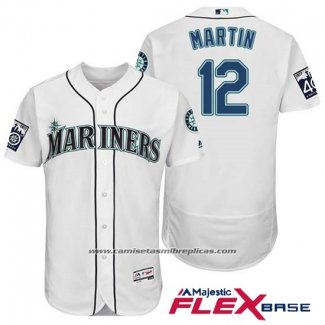 Camiseta Beisbol Hombre Seattle Mariners 12 Leonys Martin Blanco 2017 Flex Base