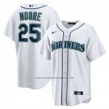 Camiseta Beisbol Hombre Seattle Mariners Dylan Moore Primera Replica Blanco
