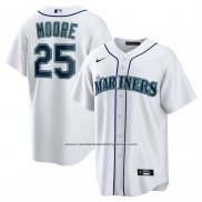 Camiseta Beisbol Hombre Seattle Mariners Dylan Moore Primera Replica Blanco