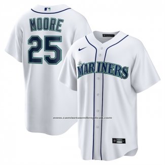 Camiseta Beisbol Hombre Seattle Mariners Dylan Moore Primera Replica Blanco