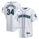 Camiseta Beisbol Hombre Seattle Mariners Felix Hernandez 2023 Hall of Fame Primera Replica Blanco