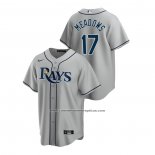 Camiseta Beisbol Hombre Tampa Bay Rays Austin Meadows Road Replica Gris