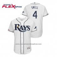 Camiseta Beisbol Hombre Tampa Bay Rays Blake Snell 150th Aniversario Patch Flex Base Blanco