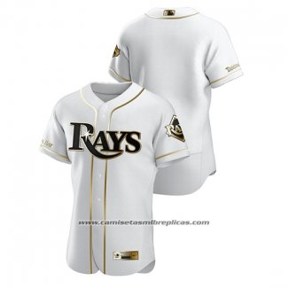 Camiseta Beisbol Hombre Tampa Bay Rays Golden Edition Autentico Blanco