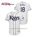 Camiseta Beisbol Hombre Tampa Bay Rays Joey Wendle 150th Aniversario Patch Flex Base Blanco