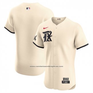 Camiseta Beisbol Hombre Texas Rangers City Connect Elite Crema