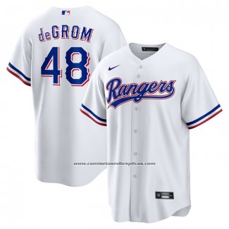 Camiseta Beisbol Hombre Texas Rangers Jacob deGrom Primera Replica Blanco