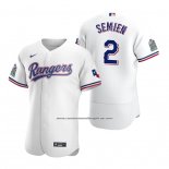 Camiseta Beisbol Hombre Texas Rangers Marcus Semien Autentico Primera Blanco