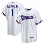 Camiseta Beisbol Hombre Texas Rangers NO 1 Groom Primera Replica Blanco