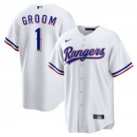 Camiseta Beisbol Hombre Texas Rangers NO 1 Groom Primera Replica Blanco