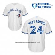 Camiseta Beisbol Hombre Toronto Blue Jays Ricky Romero 24 Blanco Primera Cool Base