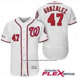 Camiseta Beisbol Hombre Washington Nationals 2017 Postemporada Gio Gonzalez Blanco Flex Base