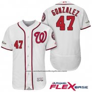 Camiseta Beisbol Hombre Washington Nationals 2017 Postemporada Gio Gonzalez Blanco Flex Base