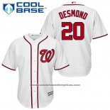 Camiseta Beisbol Hombre Washington Nationals Ian Desmond 20 Blanco Primera Cool Base