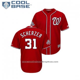 Camiseta Beisbol Hombre Washington Nationals Max Scherzer 2018 All Star Cool Base Scarlet