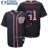 Camiseta Beisbol Hombre Washington Nationals Max Scherzer Stars Stripes Cool Base Azul