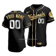 Camiseta Beisbol Hombre Washington Nationals Personalizada Golden Edition Autentico Negro Oro