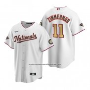 Camiseta Beisbol Hombre Washington Nationals Ryan Zimmerman Gold-Trimmed Championship Replica Blanco