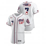 Camiseta Beisbol Hombre Washington Nationals Trea Turner 2020 Stars & Stripes 4th of July Blanco