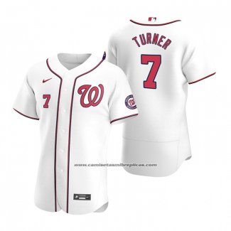 Camiseta Beisbol Hombre Washington Nationals Trea Turner Autentico Primera 2020 Blanco