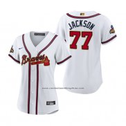 Camiseta Beisbol Mujer Atlanta Braves Luke Jackson 2022 Gold Program Replica Blanco