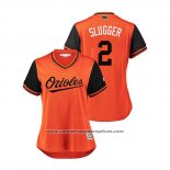 Camiseta Beisbol Mujer Baltimore Orioles Danny Valencia 2018 LLWS Players Weekend Slugger Orange