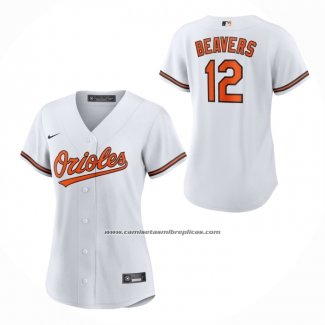 Camiseta Beisbol Mujer Baltimore Orioles Dylan Beavers Primera Replica Blanco