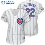 Camiseta Beisbol Mujer Chicago Cubs 2017 Postemporada 22 Jason Heyward Blanco Cool Base
