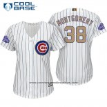 Camiseta Beisbol Mujer Chicago Cubs 38 Mike Montgomery Blanco Oro Cool Base