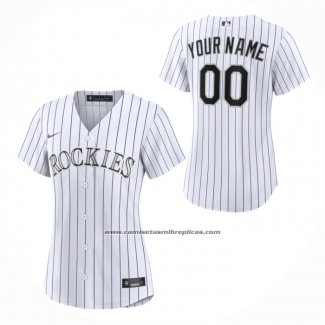 Camiseta Beisbol Mujer Colorado Rockies Primera Replica Personalizada Blanco