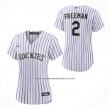 Camiseta Beisbol Mujer Colorado Rockies Tyler Freeman Primera Replica Blanco