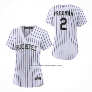 Camiseta Beisbol Mujer Colorado Rockies Tyler Freeman Primera Replica Blanco