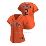 Camiseta Beisbol Mujer Houston Astros Alex Bregman 2020 Replica Alterno Naranja