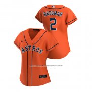 Camiseta Beisbol Mujer Houston Astros Alex Bregman 2020 Replica Alterno Naranja