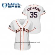 Camiseta Beisbol Mujer Houston Astros Justin Verlander 2019 Postemporada Cool Base Blanco