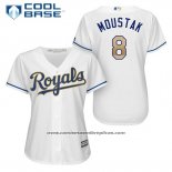 Camiseta Beisbol Mujer Kansas City Royals 8 Mike Moustakas Blanco 2017 Cool Base