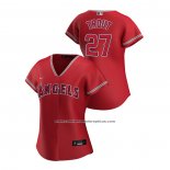 Camiseta Beisbol Mujer Los Angeles Angels Mike Trout 2020 Replica Alterno Rojo