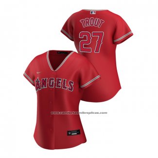 Camiseta Beisbol Mujer Los Angeles Angels Mike Trout 2020 Replica Alterno Rojo