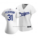 Camiseta Beisbol Mujer Los Angeles Dodgers Joc Pederson 2020 Primera Replica Blanco