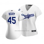 Camiseta Beisbol Mujer Los Angeles Dodgers Matt Beaty 2020 Primera Replica Blanco