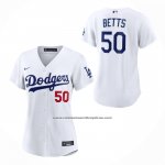Camiseta Beisbol Mujer Los Angeles Dodgers Mookie Betts Primera Stadium Blanco