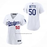 Camiseta Beisbol Mujer Los Angeles Dodgers Mookie Betts Primera Stadium Blanco