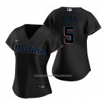 Camiseta Beisbol Mujer Miami Marlins Jon Berti Replica 2020 Alterno Negro