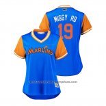 Camiseta Beisbol Mujer Miami Marlins Miguel Rojas 2018 LLWS Players Weekend Miggy Ro Azul