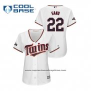 Camiseta Beisbol Mujer Minnesota Twins Miguel Sano 2019 Postemporada Cool Base Blanco