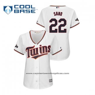 Camiseta Beisbol Mujer Minnesota Twins Miguel Sano 2019 Postemporada Cool Base Blanco