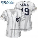 Camiseta Beisbol Mujer New York Yankees 2017 Postemporada Masahiro Tanaka Blanco Cool Base