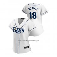 Camiseta Beisbol Mujer Tampa Bay Rays Joey Wendle 2020 Replica Primera Blanco